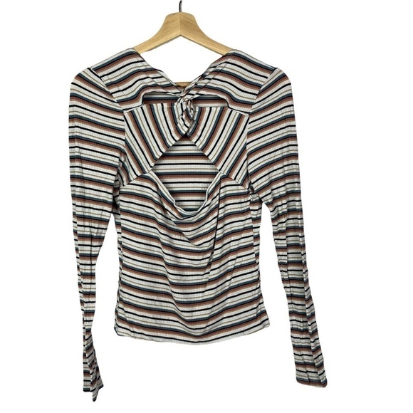 Hollister Colorful Stripe Ribbed Long Sleeve T-Shirt L - Picture 2 of 4